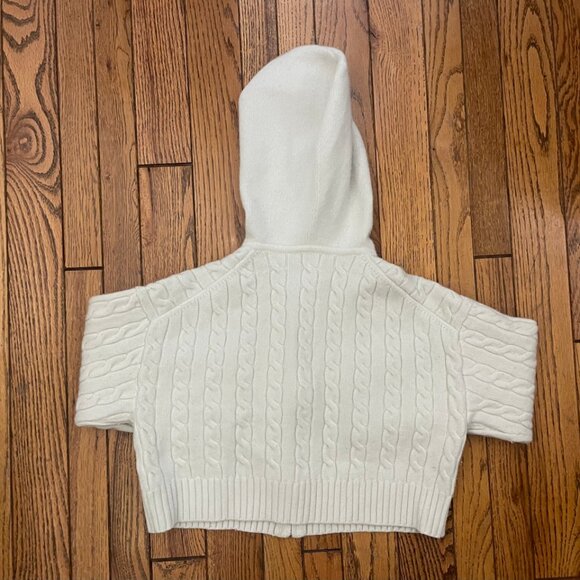 Aritzia Sunday Best Cotton Knit Crop Hoodie Off-White S - Picture 2 of 3